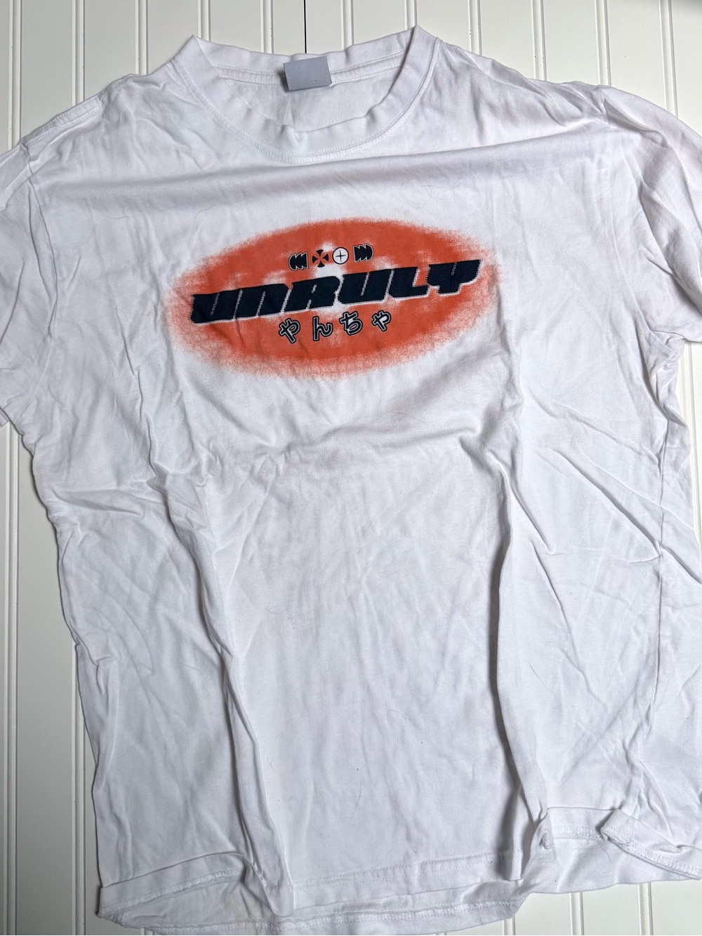 Cotton On White Long Sleeve Tee with Orange & Navy Graphic